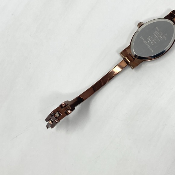 Valletta Watch Women Brown Metallic Orange Crystals Autumn Oval New Battery 6.5" - Picture 16 of 16